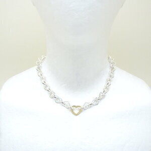 TIFFANY Heart Link Necklace Silver Yellow Gold